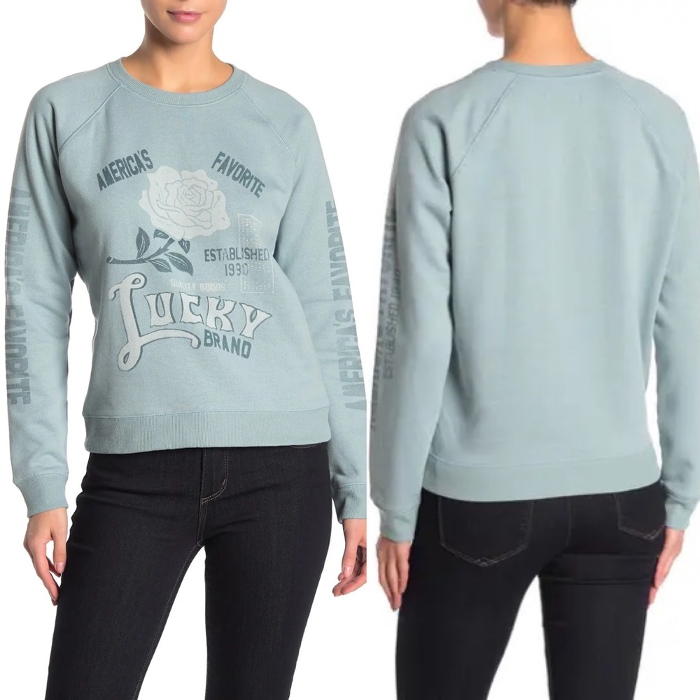 Lucky Brand Rose Logo Fleece Sweatshirt